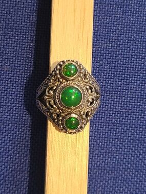 Sarda Green Ethiopean Opal Sterling Silver Ring Sz 7